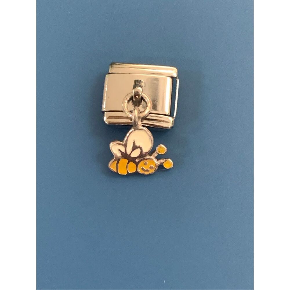 .925 Sterling Silver Vintage Bumblebee on Stainless Steel Italian Charm
